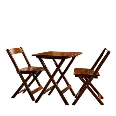 Imagem de Jogo De Mesa Dobrável 70x70 C/ 2 Cadeiras Madeira Maciça(Imbuia)