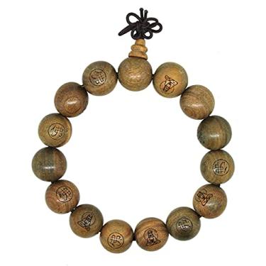 Imagem de Mandala Crafts Pulseira Mala com contas de oração budista de madeira para homens e mulheres – Pulseira de contas de meditação de pulso Mala – Pulseira de contas de oração tibetana, 7 5 inch, Madeira,