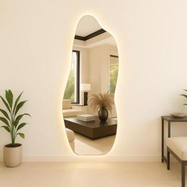 Imagem de Espelho LED Lopazzi 110x50 cm Design Orgânico Lapidado Iluminação 3000