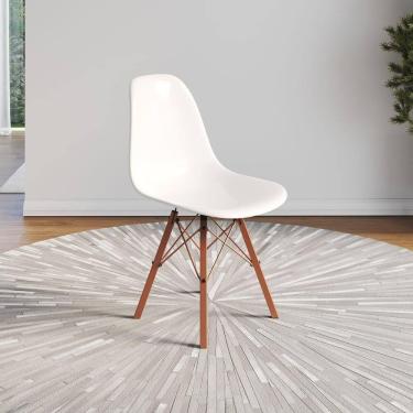Imagem de Cadeira Eames Design Moderno Tubo De Ferro Cobre Assento Branco