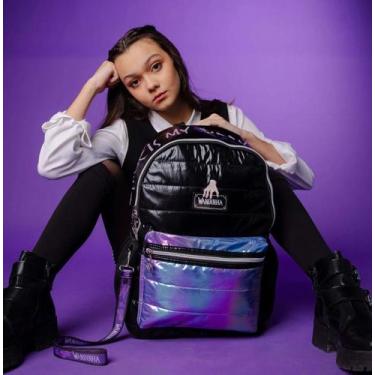 Imagem de Mochila Costas Wandinha Addams Holográfica Puffer Escolar(MJ43804) - p