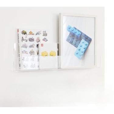 Imagem de Prateleira de Parede, Armazenamento Acrílico Transparente Prateleira Flutuante Expositor Suporte Suprimentos Domésticos Revista Livro sem Furo(40X5X10CM)