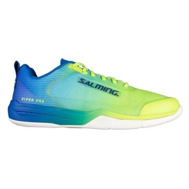 Imagem de Salming Tênis masculino de squash baixo Viper Pro (5 cores disponíveis) (sem marcação) (Pickleball, Raquete, Padel, esportes de quadra interna), Verde/azul, 40