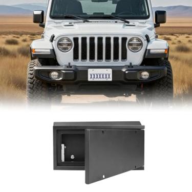 Imagem de BIZOCO Caixa de armazenamento de molduras de placa de carro – Capa de suporte de placa de licença frontal traseira universal cofre oculto com trava de combinação para SUVs, caminhões, vans