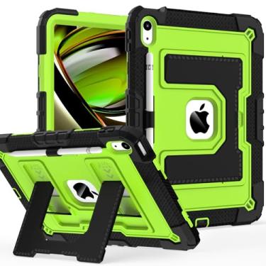 Imagem de Scnioy Capa para iPad (A16) 11ª geração 11 polegadas 2025, iPad 10ª geração 10.9 polegadas 2022, capa resistente I Pad 10ª geração com suporte grande para caneta alça de ombro, preto e verde