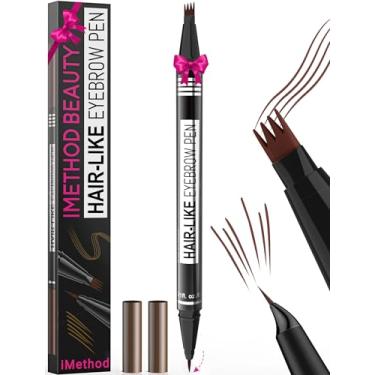 Imagem de iMethod Caneta Para Sobrancelhas Microblading - Lápis De Sobrancelhas Mágico 2 Em 1 Com Ponta Dupla Para Mulheres, Com 4 Pontas Em Garfo E Ponta De Pincel Precisa, Cria Sobrancelhas Naturais Como P