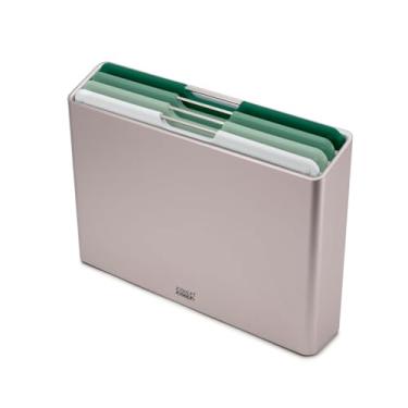 Imagem de Joseph Joseph Conjunto de 4 peças de tábuas de corte codificadas por cores Folio Editions, capa fina para armazenamento organizado, grande - verde sálvia