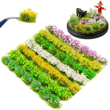 Imagem de Warmtree 49 peças DIY em miniatura colorido conjunto de flores autoadesivas flores estáticas tufos de grama para trem, paisagem, cenário ferroviário, areia militar, layout, modelo, bases e dioramas em