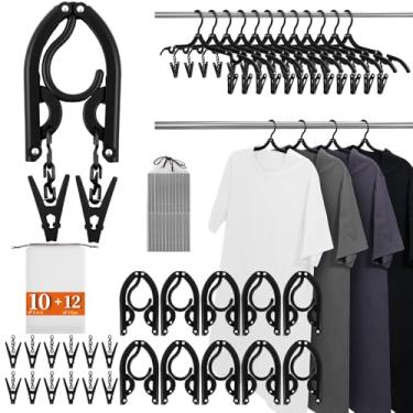 Imagem de Cabides dobráveis para viagem, pacote com 10 clipes, Cruise Essentials 2025, cabides portáteis dobráveis de plástico, itens essenciais de viagem para mala, hotel, trailer, viagem, voo, acampamento