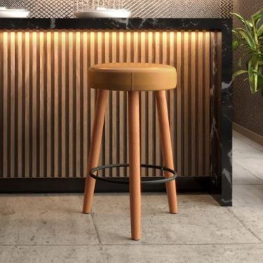 Imagem de Banco Banqueta Cozinha Americana Bar Balcão Alta 70cm x 34cm x 34cm Pé