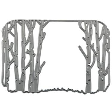 Imagem de XGNG Quadro quadrado de árvore de aço carbono corte de metal estêncil para placa de partículas, tecido imãs de espuma, couro, faça você mesmo, caderno, scrapbook