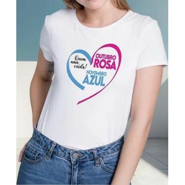 Imagem de Camiseta Camisa Algodão Feminina Masculina Adulto Campanha Outubro Ros