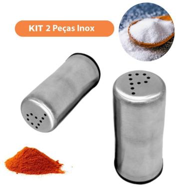 Imagem de Kit 2 Peças Porta Sal E Pimenta Inox Escovado Design Moderno