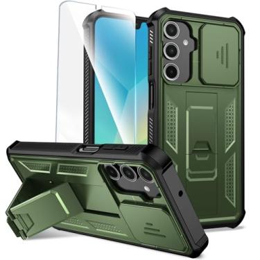 Imagem de ONOLA Capa compatível com Samsung Galaxy A17 / A16 / A26 5G com protetor de tela HD e suporte e capa de câmera deslizante, capa de telefone resistente para GalaxyA17 / A16 / A26 5G, verde