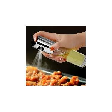 Imagem de 1 frasco de spray de óleo, bomba sem gotejamento, dispensador de névoa recarregável para cozinha, churrasco, grelha e molho de salada, prata
