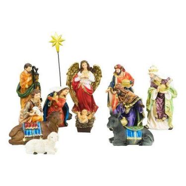 Imagem de Presépio Completo Decoração Natalina Menino Jesus 20cm - Tasco
