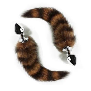 Imagem de Plug Anal Médio De Aço Com Rabo Raposa Brinquedo Erótico com Calda Fantasia e Vida Sexual