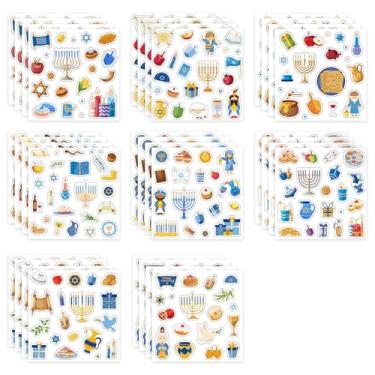 Imagem de 32 Sheets Hanukkah Stickers, Chanukah Party Favors Happy Hanukkah Stickers Labels for Chanukah Gift Bags Cards Party Decorations