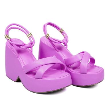 Imagem de Sandália Anabela Haldrys Antiderrapante Com Amarração e Tiras