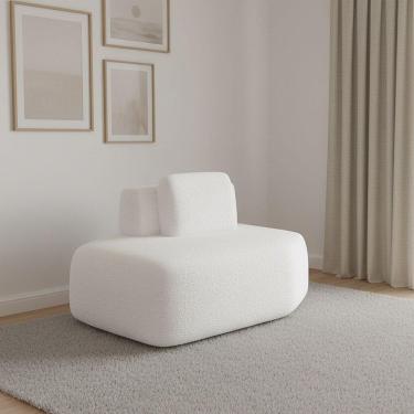 Imagem de Sofá Módulo Chaise 165cm Orgânico Sala Berlim Bouclê K01 - D'rossi Off White