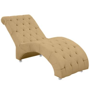 Imagem de Espreguiçadeira Recamier Divã Para Sala E Clínica Veludo Cor Bege Médio