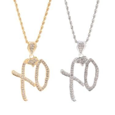 Imagem de ZHDHDQ Colar com pingente de letra Hip Hop XO para mulheres e homens, colar com pingente de letra Xo de zircônia cúbica, joia de presente para fãs de rock rapper, Diamante, Strass