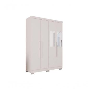 Imagem de Guarda Roupa Solteiro 4 Portas Recife Com Espelho Salleto Branco