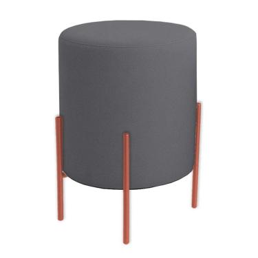 Imagem de Puff Orgânico Veludo Thor Com Pés De Ferro Rosê - 7 Decor Cinza Escuro