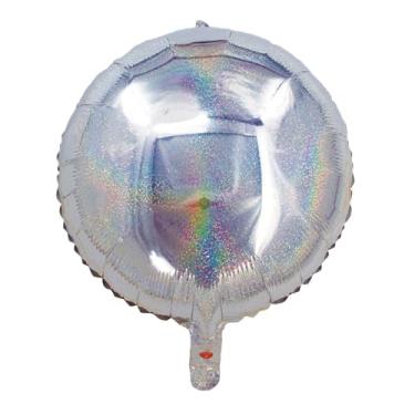 Imagem de BALAO HOLOGRAFICO REDONDO C/CANUDO PRATEADO 18"