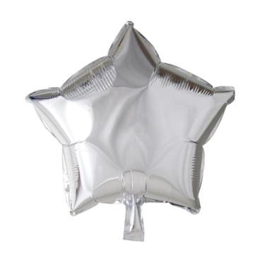 Imagem de BALAO METALIZADO ESTRELA C/CANUDO PRATEADA 18 "