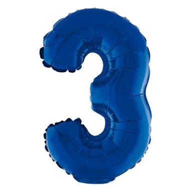 Imagem de BALAO METALIZADO C/CANUDO 16" AZUL NUMERO 3