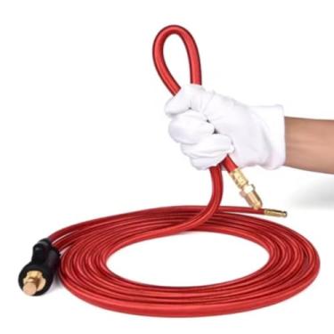 Imagem de 4M/6M WP26 Conexão Rápida TIG Tocha de Soldagem Gas-Elétrica Integrada Mangueira de Borracha Vermelha Fios 35-50 Euro Conector QIANGHAN (WP26FV, 6m)