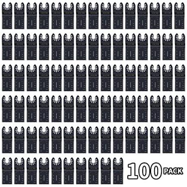 Imagem de Lâminas de serra oscilantes de 100 peças, dentes longos, para cortar madeira, madeira macia e MDF, ajuste rápido para DEWALT, MAKITA, Milwaukee, Black & Decker, Porter, Hammerhead e outras ferramentas oscilantes