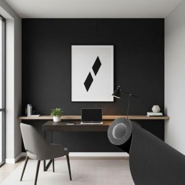 Imagem de Papel Adesivo 5 metros = 1 Rolo de 5m X 45cm Decorativo Preto para Parede e Móveis, Autoadesivo