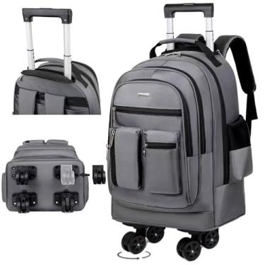 Imagem de Mochila profissional para laptop, preta, design de vários compartimentos com rodas, bolsa de viagem de negócios de grande capacidade, Cinza, Large, Tendência