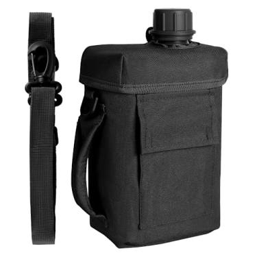 Imagem de MiOYOOW Garrafa de água de 2L, cantina tática portátil de grande capacidade com fivela de alça, copo de bebida à prova d'água para caminhadas, acampamento, esportes