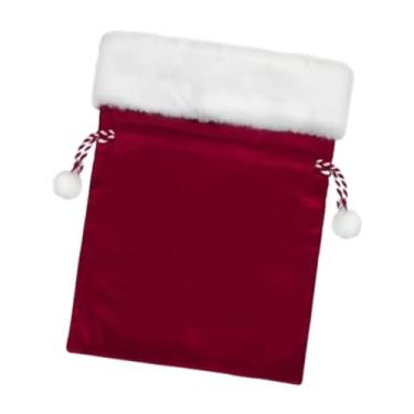 Imagem de rockible Sacola organizadora de Natal com cordão para presentes, ideal para guardar doces, guloseimas e brinquedos em viagens e na sala de estar. Perfeita para, Vermelho 30x40cm