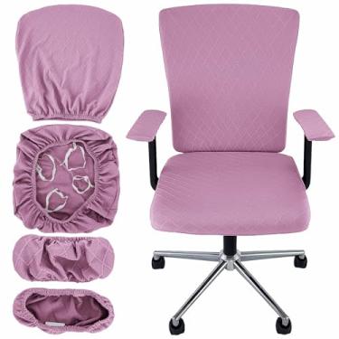 Imagem de VZLQZJMKY Conjunto de 4 capas de cadeira de escritório com 4 alças extra elásticas universais protetoras para cadeira de escritório capa extensível para cadeira de escritório, apoio de braço, encosto