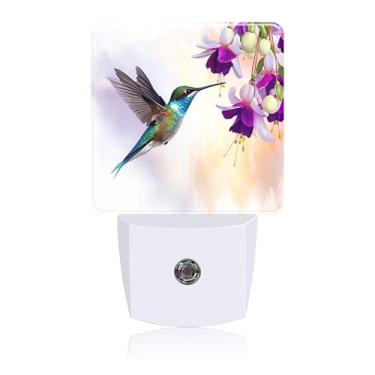 Imagem de Luz noturna de beija-flor, luzes noturnas conectadas à parede com sensor do crepúsculo ao amanhecer, luz noturna para decoração de quarto feminino, masculino, corredor, cozinha, banheiro, berçário