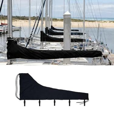 Imagem de Che Yi Bao Capa de lança Mainsail, capa impermeável de veleiro grosso 600D, proteção contra radiação UV, para velas principais de 13'-14' (preto) (13'-14')