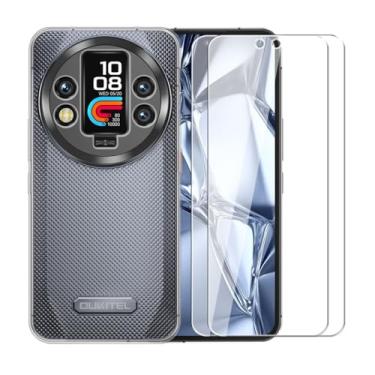Imagem de WDMYLFTW Capa para Oukitel WP200 Pro + [2 unidades] Película protetora de tela de vidro temperado - Capa protetora de TPU TPU à prova de choque de silicone transparente macio e flexível para Oukitel