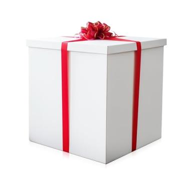 Imagem de UNICONFETTI Caixa de presente gigante 61 x 61 x 61 cm JUMBO caixa decorativa de papelão extra grande com tampa para surpresa de aniversário, anúncio de gravidez, revelação de gênero, presentes de
