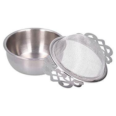 Imagem de Domary Infusor de chá, Filtro de chá de Aço Inoxidável, Filtro de Ouvido Duplo, Aparelho de Cozinha Requintado Com Base Separada, Alças Inovadoras Com Padrão de Coroa para Preparação de (Prata)