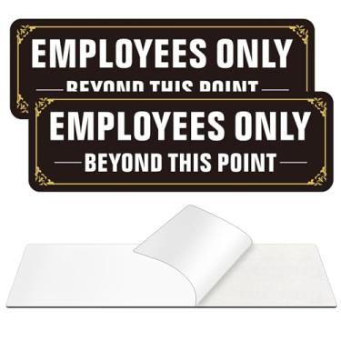 Imagem de Placa exclusiva para funcionários, (embalagem com 2) placa autoadesiva Employees Only Beyond This Point, placa adesiva de alumínio livre de ferrugem para parede e porta (23 x 7,6 cm, preto/branco)