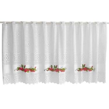 Imagem de Cortina Vitro Renda Branca Morango 2,00Larg X0,80Alt Cozinha - Interla