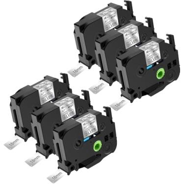 Imagem de NineLeaf Pacote com 6 fitas adesivas compatíveis com Brother P-Touch TZe-M941 TZ-M941 preto em prata fosca 18 mm 1,8 cm 3/10.8 cm fita TZe TZ laminada para Ptouch PT-530 PT-540 PT-550 PT-580C PT-7500