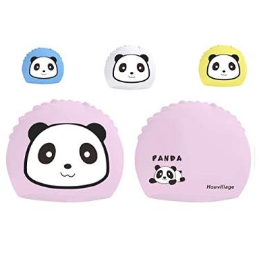 Imagem de Touca de natação infantil e óculos, touca de natação divertida para crianças e crianças, touca de natação impermeável de silicone altamente elástico com conjunto de óculos antiembaçamento para