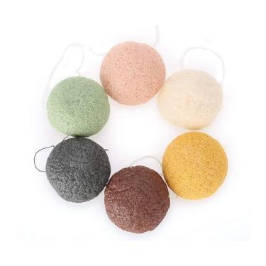 Imagem de 6 pçs / set esponja konjac, 100% puro esponja de limpeza natural konjac esponjas naturais ferramenta ferramenta de massagem de pele molhada / seca para facilmente limpar e suavizar a pele delicada, esfoliante eficaz dos poros profundos (02 #)