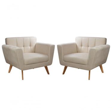 Imagem de Conjunto 2 Poltronas Bruna Confortável Decorativa Moderna - Veludo Capuccino 250