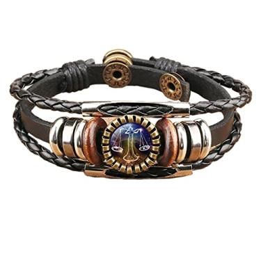 Imagem de Pulseira trançada retrô com 12 constelações do zodíaco punk ajustável corda de couro PU para mulher, homem, amigo, amizade, pulso, joias, presente de aniversário, Metal, Liga metálica.